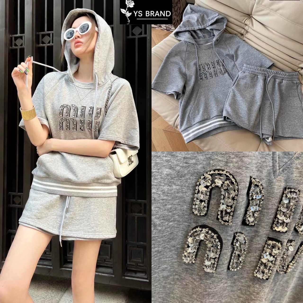 Set2ชิ้น เสื้อยืดแขนสั้น MIUMIU
