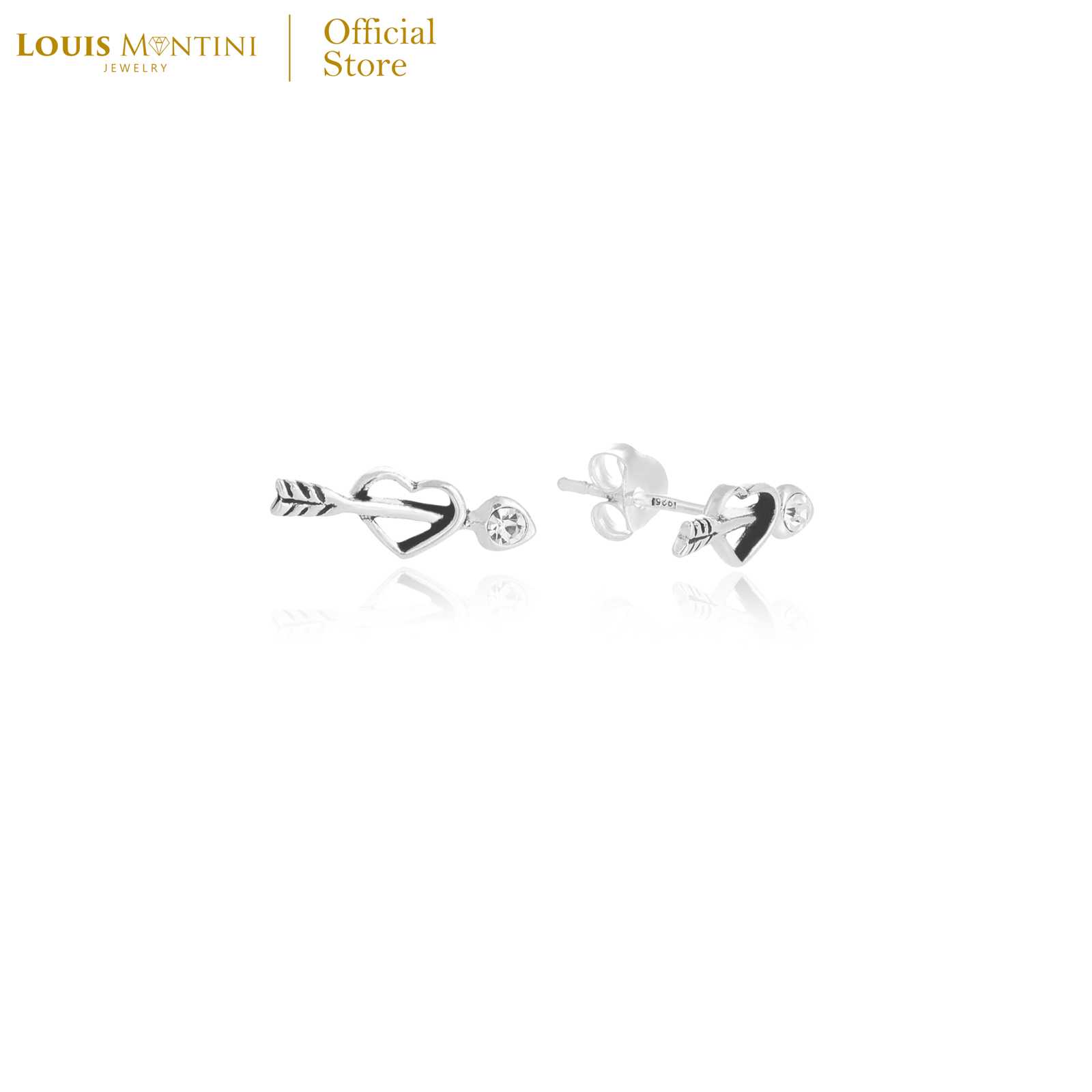 Louis Montini (Jewelry) Sterling Silver 925 Earrings ต่างหูเงินแท้ 92.5%รูปศรกามเทพ LJER108