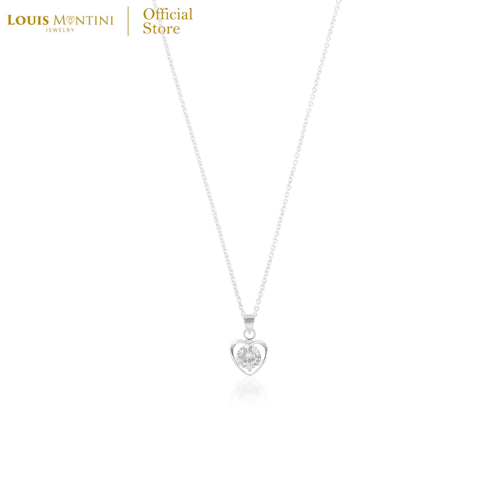 Louis Montini (Jewelry) Sterling Silver 925 Necklace สร้อยคอเงินแท้ 92.5% รูปหัวใจเพชร LJNC08