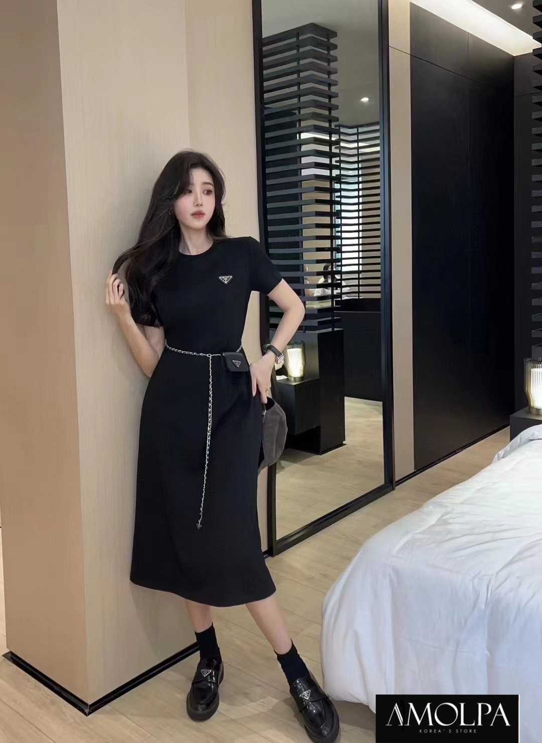 LONG MAXI DRESS PRADA MINI CHAIN BAG DRESS