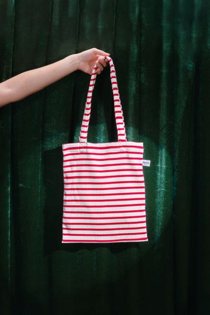 STRIPED TOTE BAG (RED)