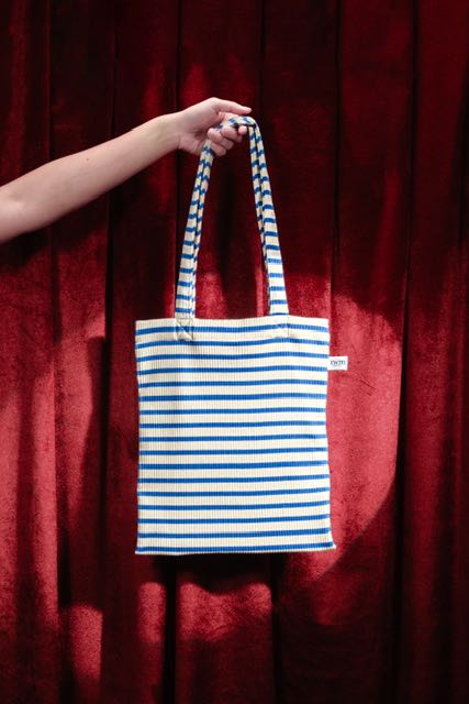 STRIPED TOTE BAG (BLUE)