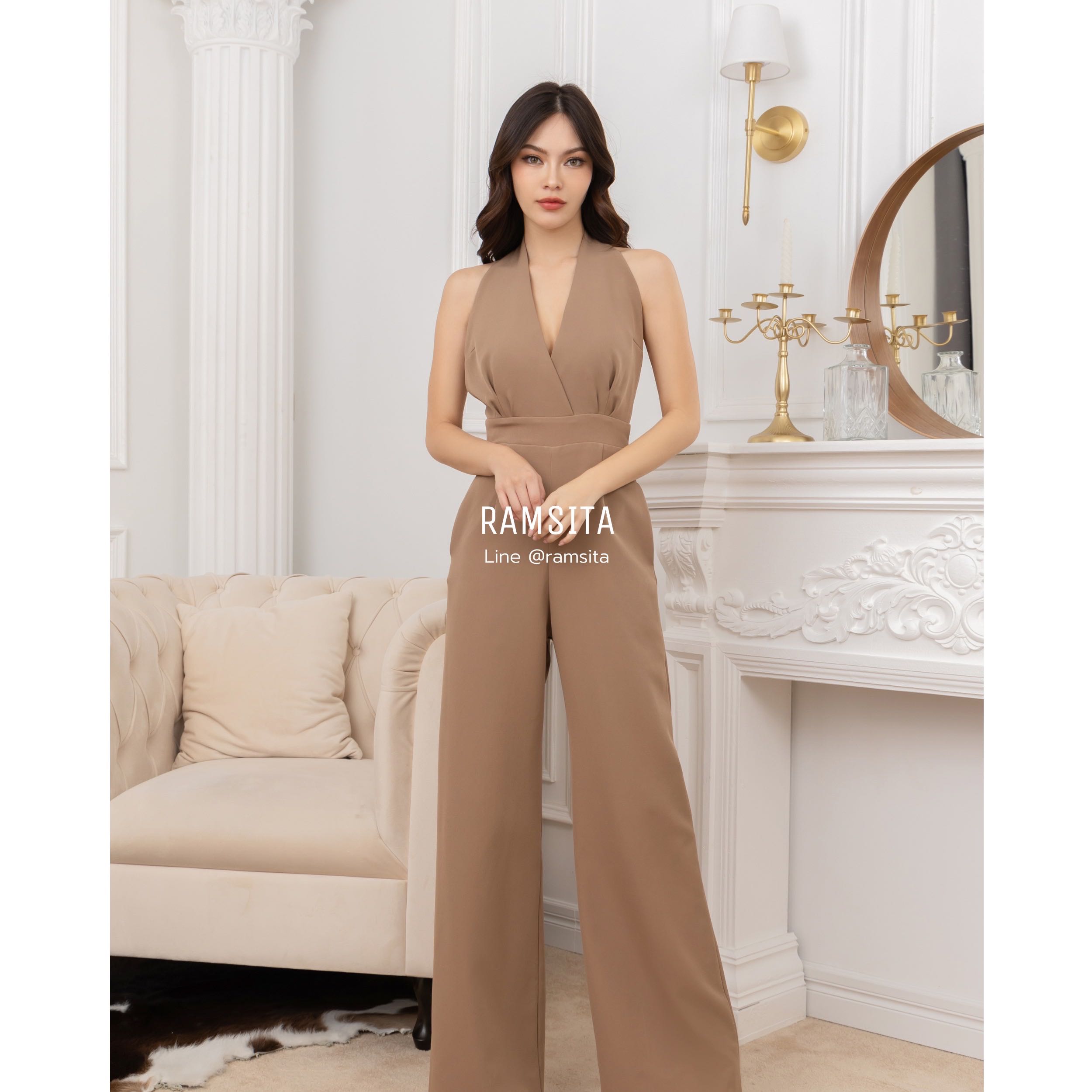 (พร้อมส่ง) Ramsita Botama Jumpsuit - Brown Khaki