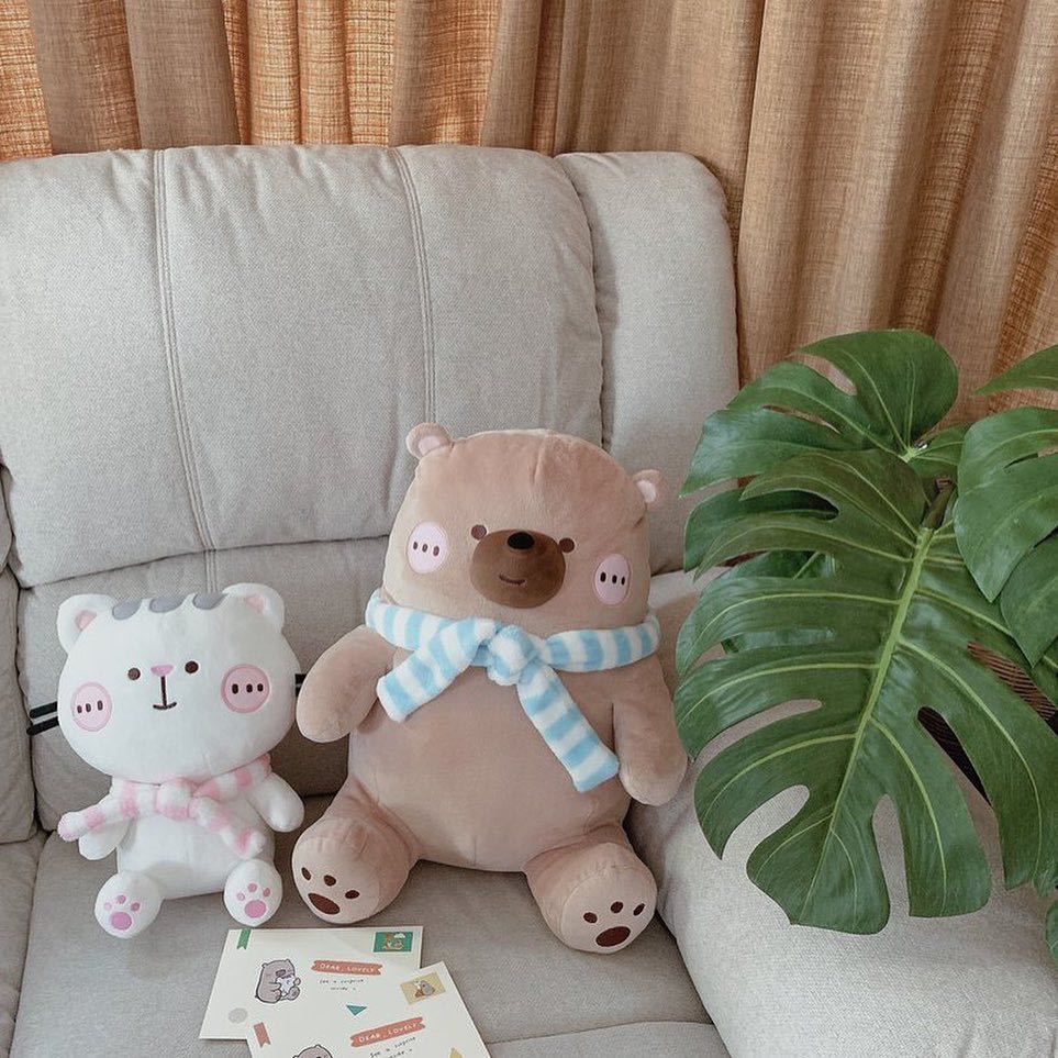 ตุ๊กตาคุณหมีเจ้าเหมียวตัวใหญ่ (เดี่ยว/เซ็ต) - Mr. Bear and Cutie cat Big Plushie