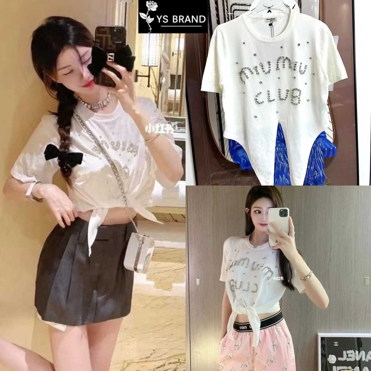 :เสื้อไหมพรมแขนสั้น miu miu