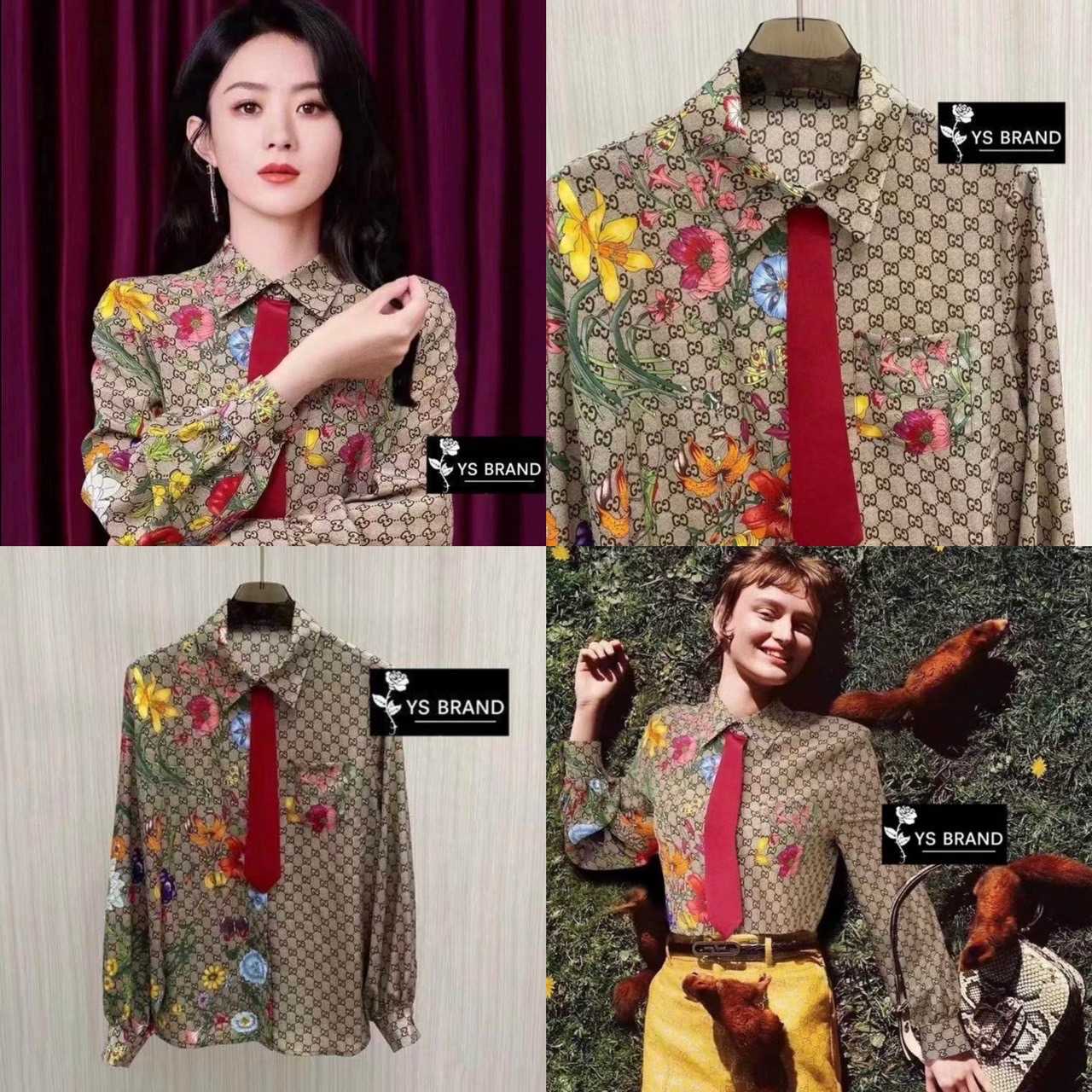 เสื้อเชิ้ตแขนยาวคอปกGucci