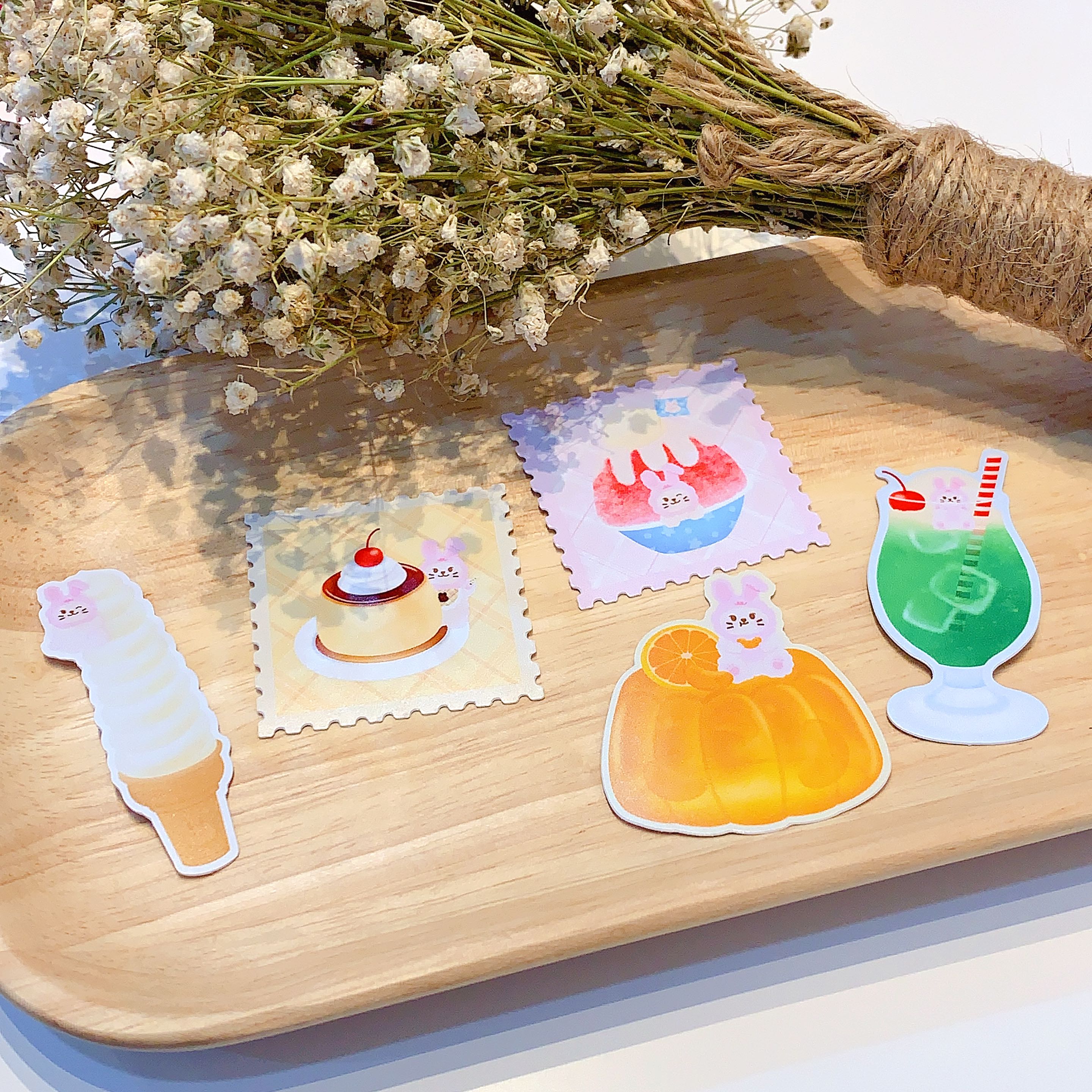 (มีลายใหม่✨)Giant Dessert Stickers | สติกเกอร์เซ็ทขนมหวานชิ้นใหญ่บิ๊กบึ้ม 🍮🍦🍧