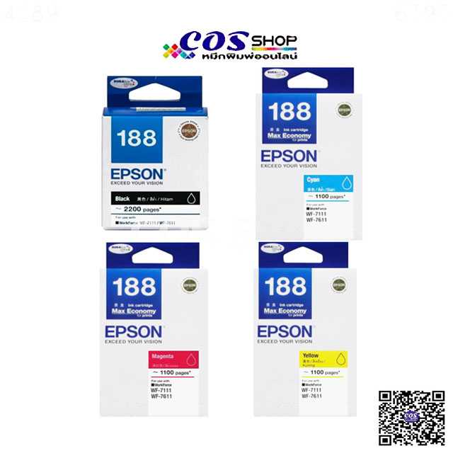 EPSON T188 Ink Cartridge T188190,T188290,T188390,T188490 ตลับหมึกอิงค์เจ็ท ของแท้