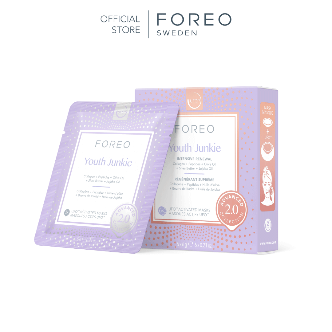 FOREO UFO Masks Advance Collection 2.0 x 6 สูตร Youth Junkie ฟอริโอ้ ยูเอฟโอมาส์ก (6 ซอง/กล่อง)