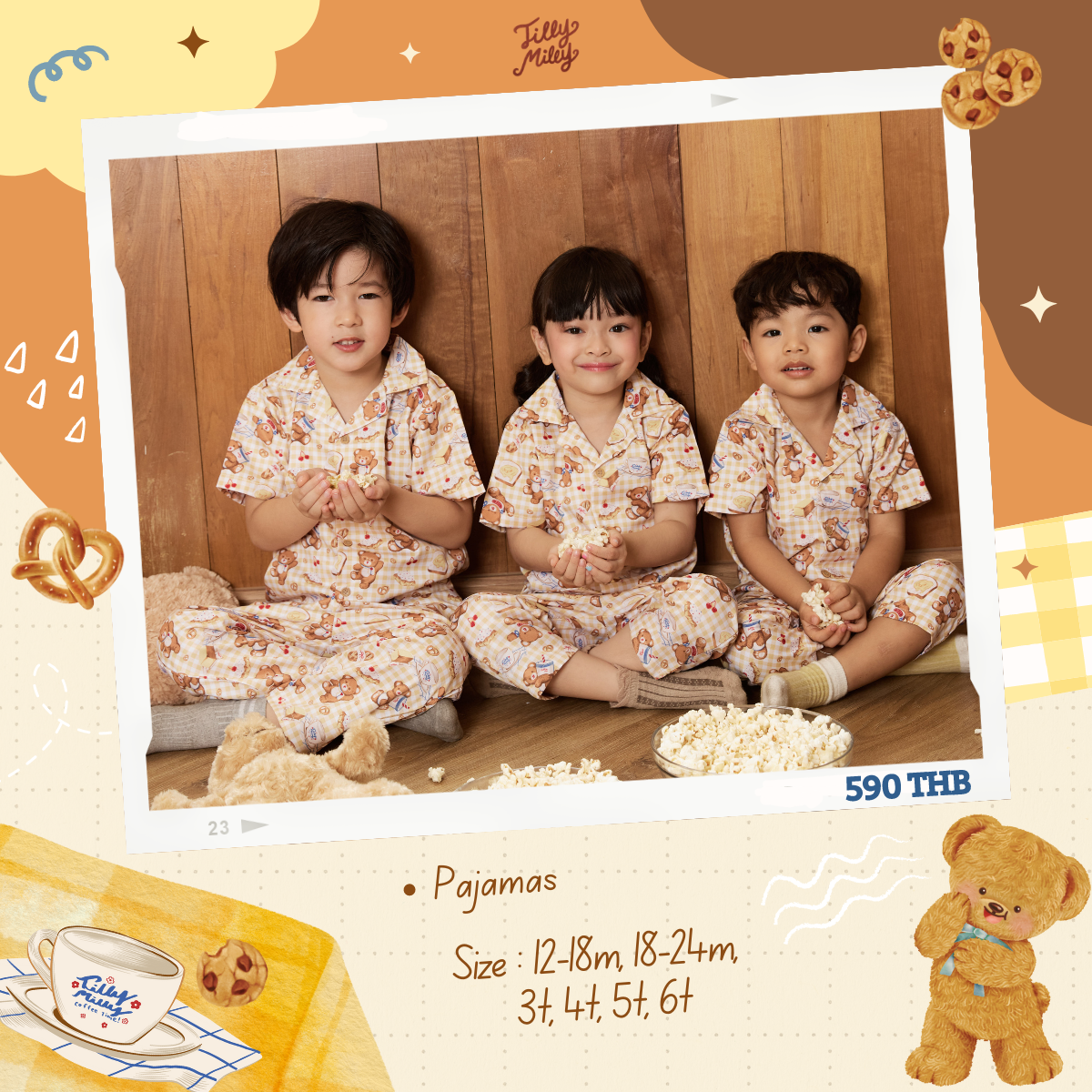 Yellow pajamas Family set- ชุดนอนลายสก๊อตสีเหลืองพ่อแม่ลูก Breakfast club