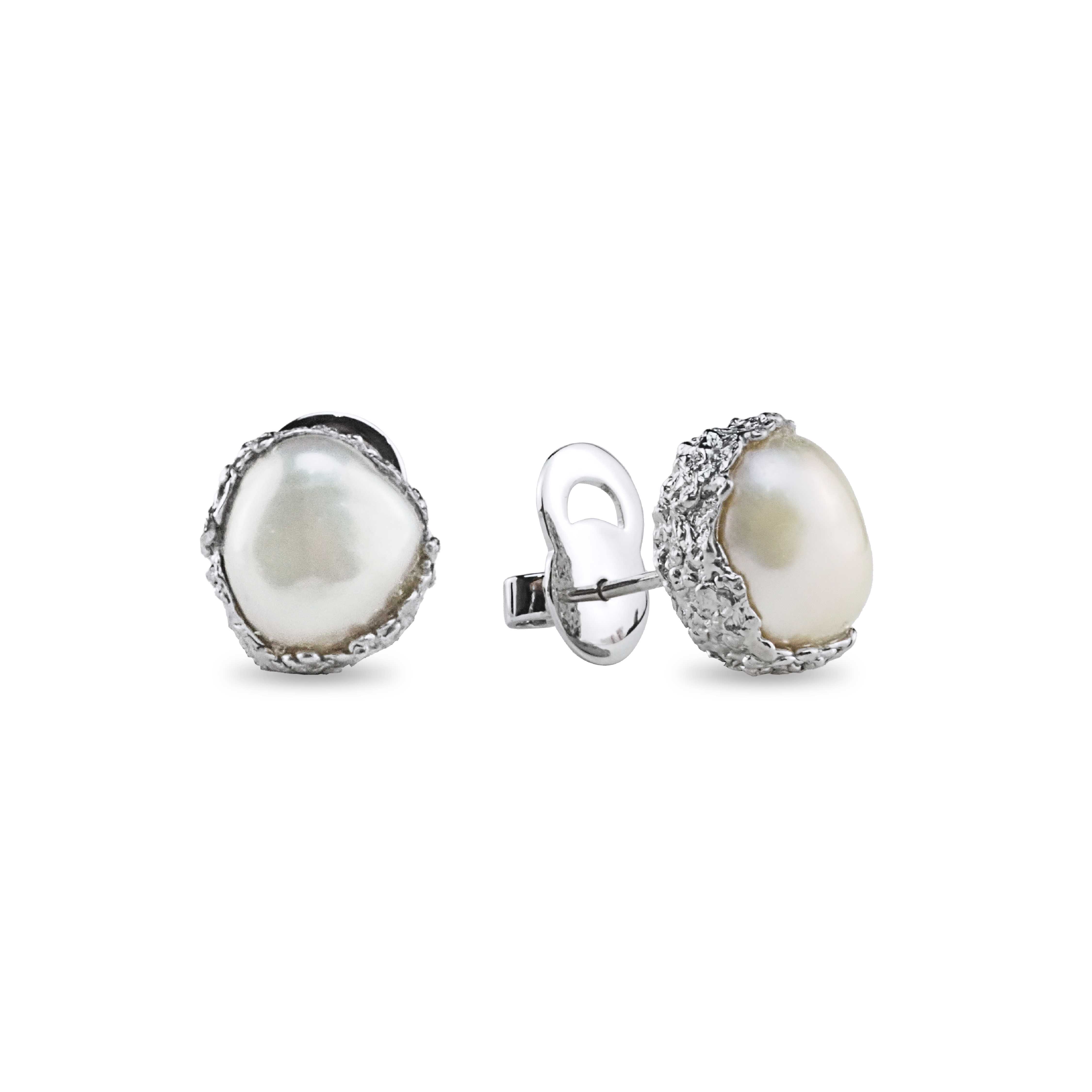 Stud Pearl Earrings Baroque Nugget