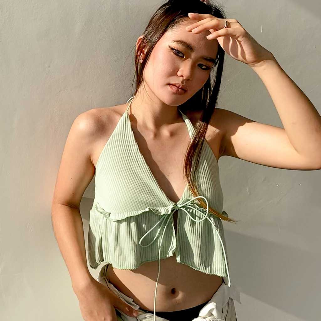 Camisole สายเดี่ยวผูกอก (ผ้าร่องญี่ปุ่น)