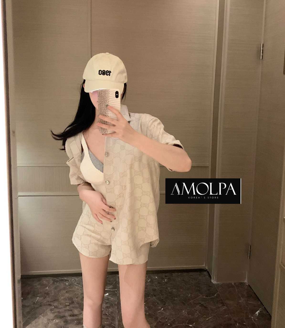 SET GUCCI ผ้าทอ  ตัวเสื้อเป็นเชิ้ตGUCCIผ้าทอ