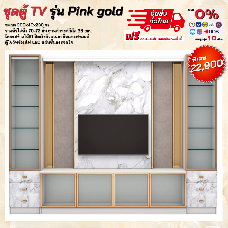โฮมเทียเตอร์ ขนาด 300 ซม. รุ่น Pink Gold (ตจว.มีค่าจัดส่ง)