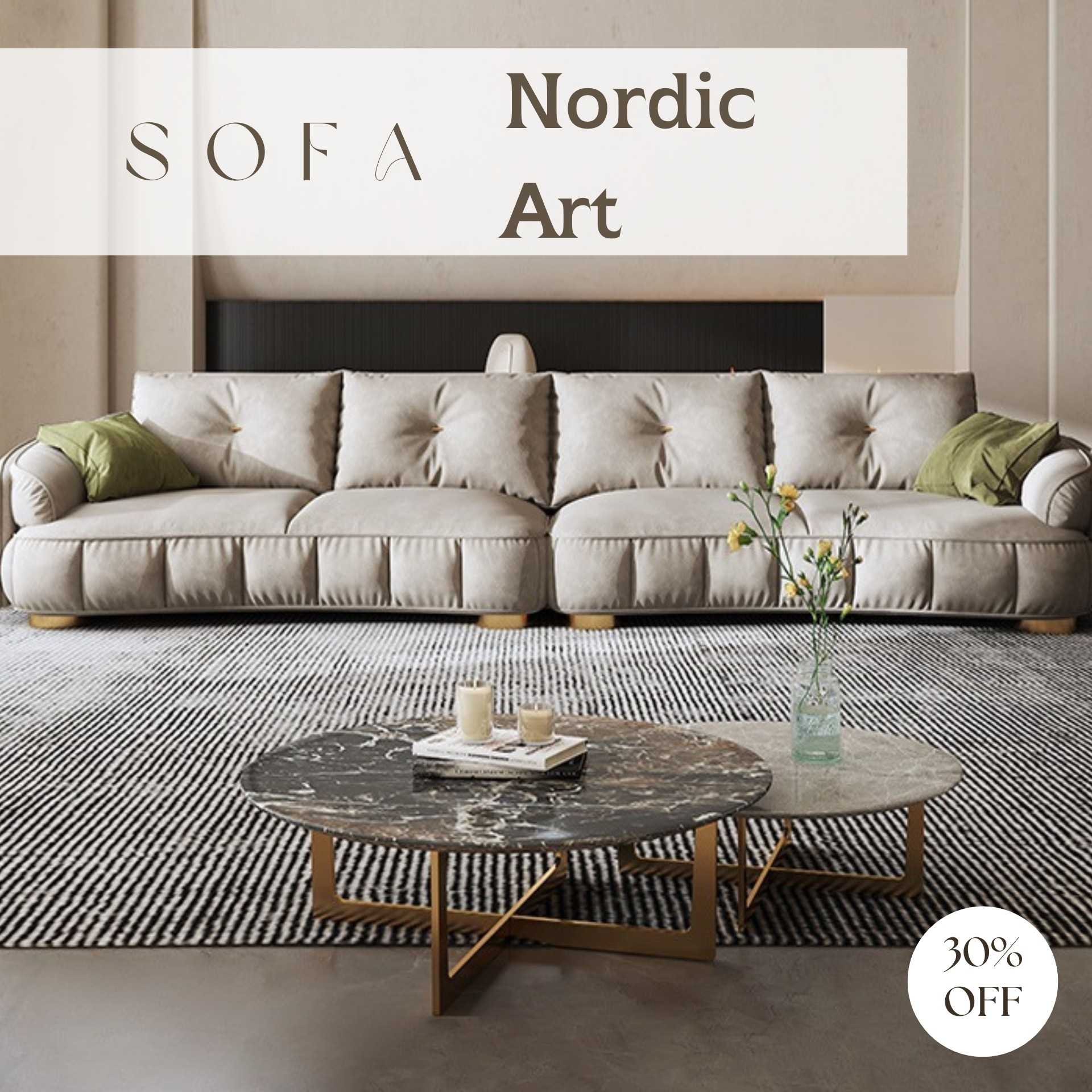 โซฟาห้องนั่งเล่น สไตล์  Nordic Art Sofa รุ่นใหม่ 2023 #SN-FNT20230031