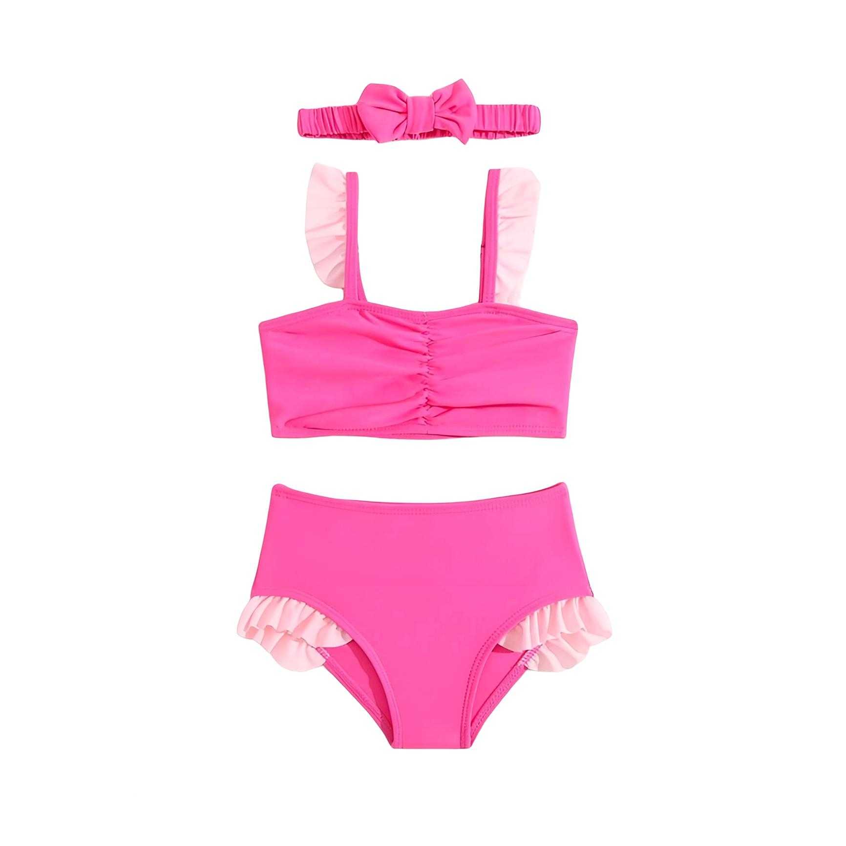 ชุดว่ายน้ำทูพีชชมพู shocking pink
