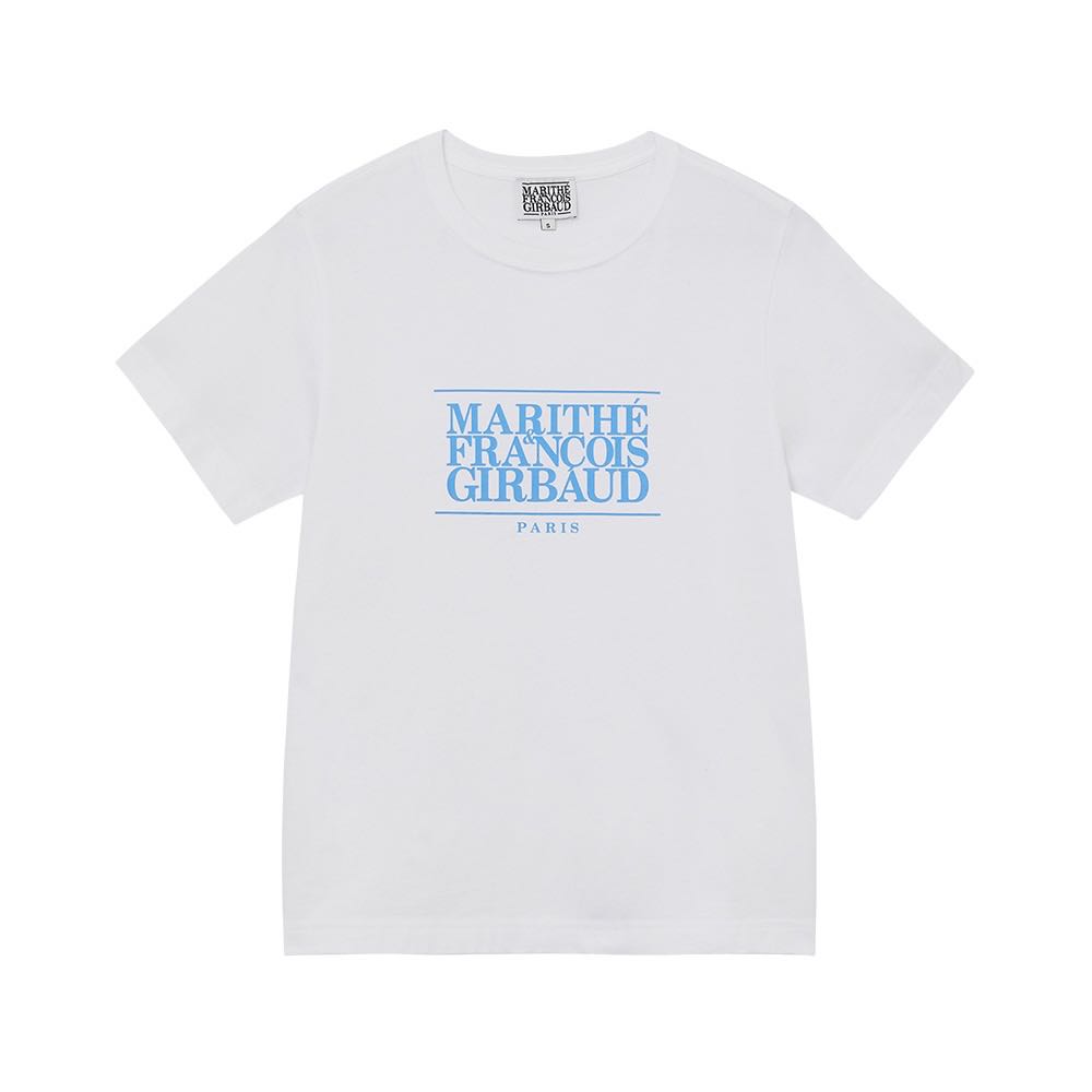 (พร้อมส่ง) w classic logo tee white skyblue size M /marithe 