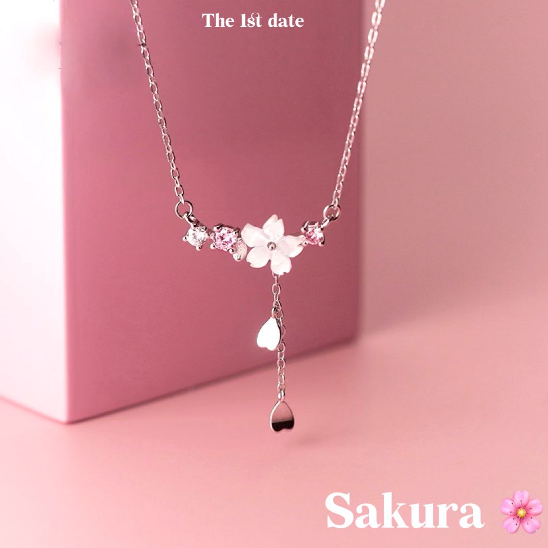 สร้อยคอรุ่นPink sakura🌸-ส่งฟรี(s925)