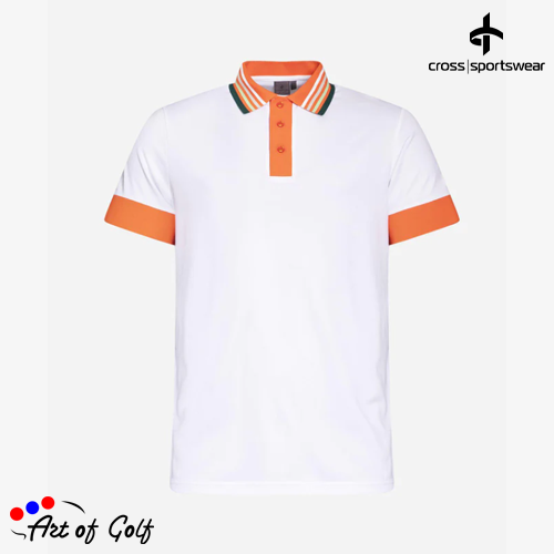 Cross M Stripe Polo (Vermillion Orange)