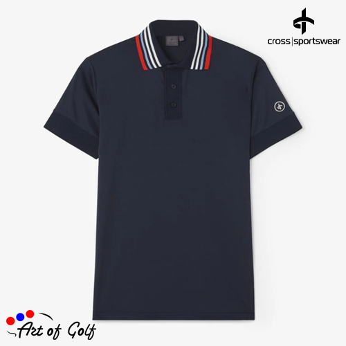 Cross M Stripe Polo (Navy with Stripe)