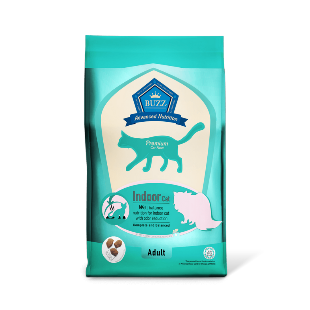 Buzz Balanced Plus+ บัซซ์ อาหารสำหรับแมว สูตรแมวเลี้ยงในบ้าน & แมวทำหมัน 1 kg.