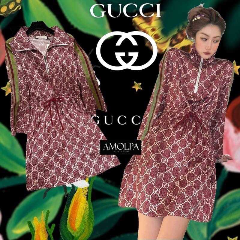 DRESS GUCCI  2021SS แต่งแถบวิ้งๆ  GUCCI