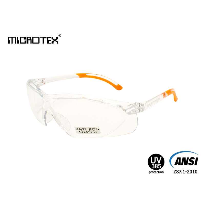 แว่นตานิรภัย MICROTEX® รุ่น ขายางส้ม Anti-Fog