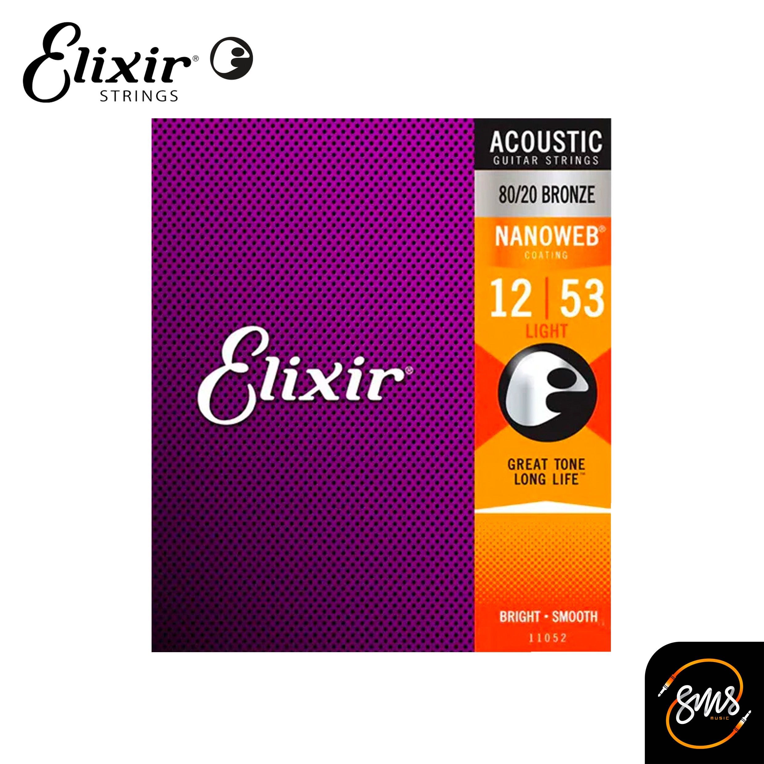 สายกีต้าร์โปร่ง Elixir รุ่น 11052 80/20 Bronze NANOWEB เบอร์ 12/53