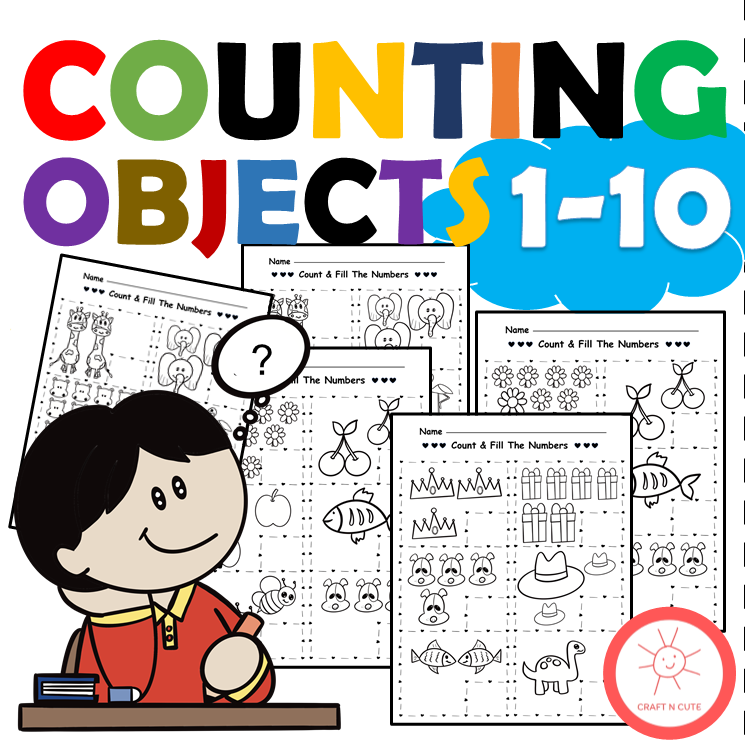 (PDF File / Paper Sheet) ชีทแบบฝึกหัดนับเลข 1-10 สำหรับคุณหนู ๆ