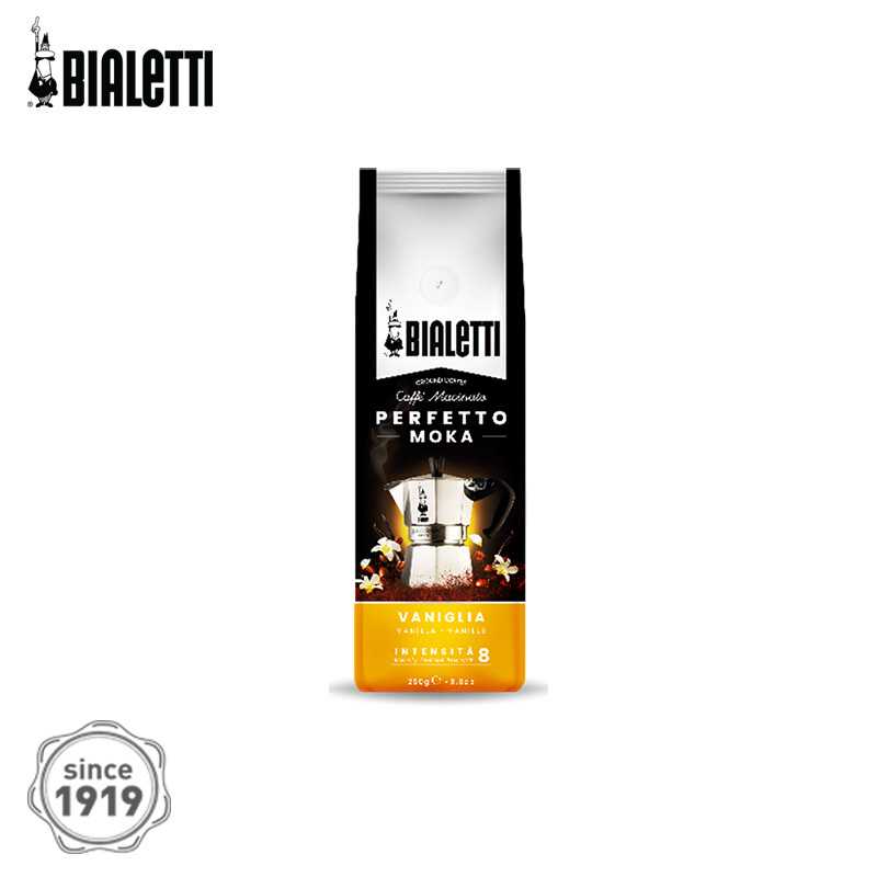 Bialetti เบียเลตติ เพอร์เฟ็ตโต โมคา วานิเลีย(กาแฟคั่วบดแท้ผสมกลิ่นวานิลลา) 250g/F-BL-PVN250