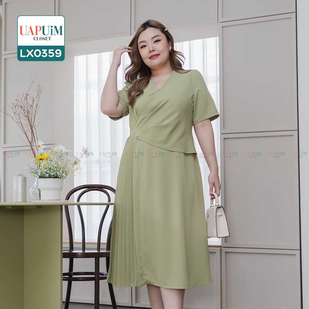 (LX0359) ชุดเดรส (รอบอก 40 - 48 นิ้ว)