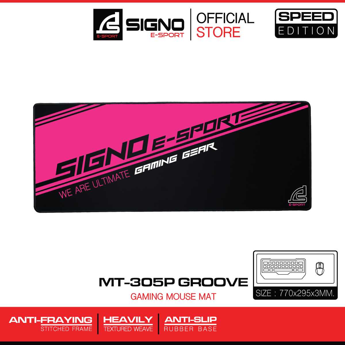 SIGNO E-Sport Gaming Mouse Mat GROOVE รุ่น MT-305 P (Speed Edition) (แผ่นรองเมาส์ เกมส์มิ่ง)