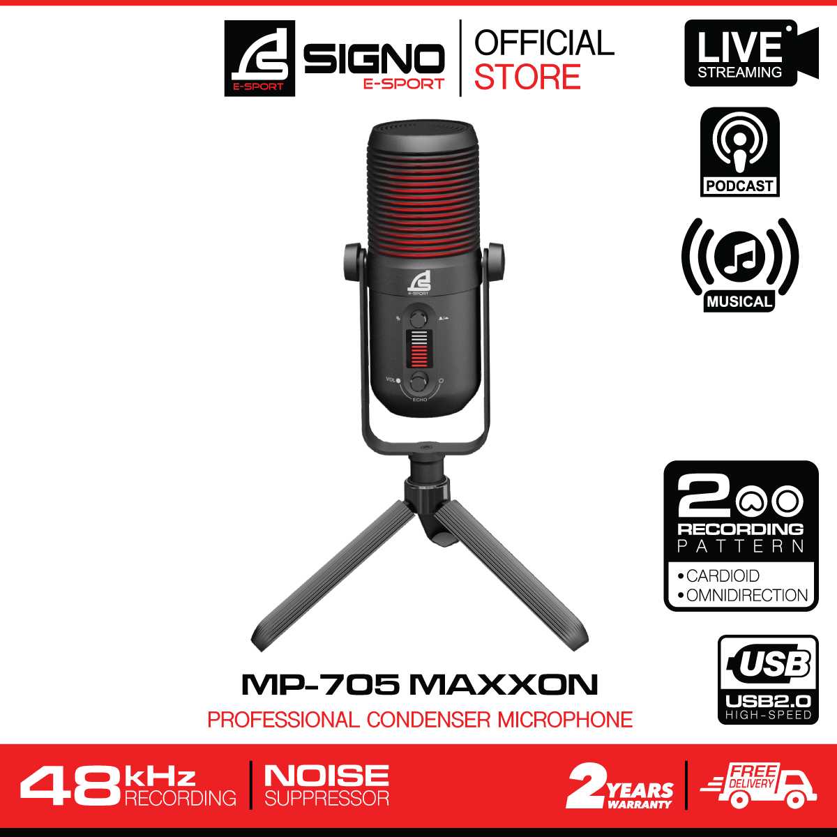 SIGNO Professional Condenser Microphone MAXXON รุ่น MP-705 (ไมค์โครโฟน)