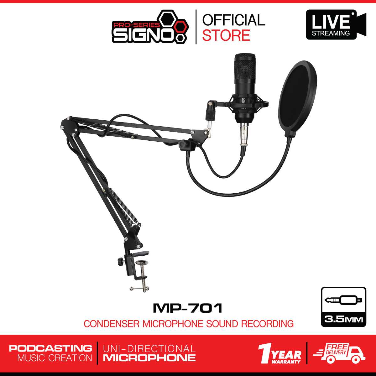 SIGNO Condenser Microphone Sound Recording รุ่น MP-701 (ไมค์โครโฟน)