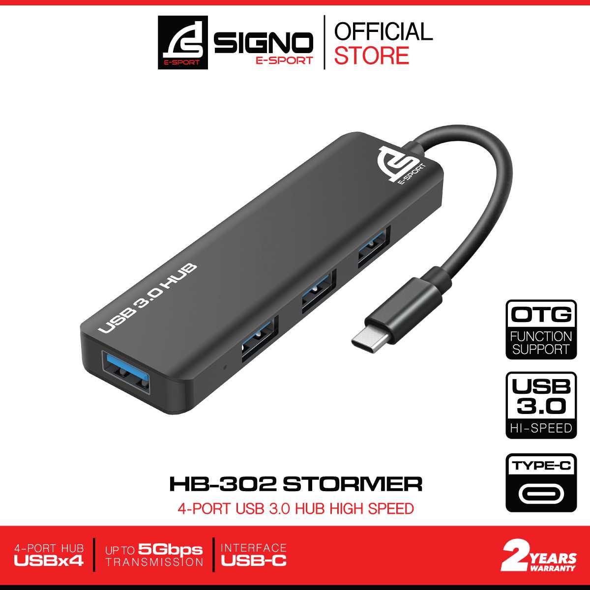 SIGNO E-Sport USB 3.0 HUB High Speed รุ่น STORMER HB-302 (USB Type-C) (ยูเอสบี ฮับ)
