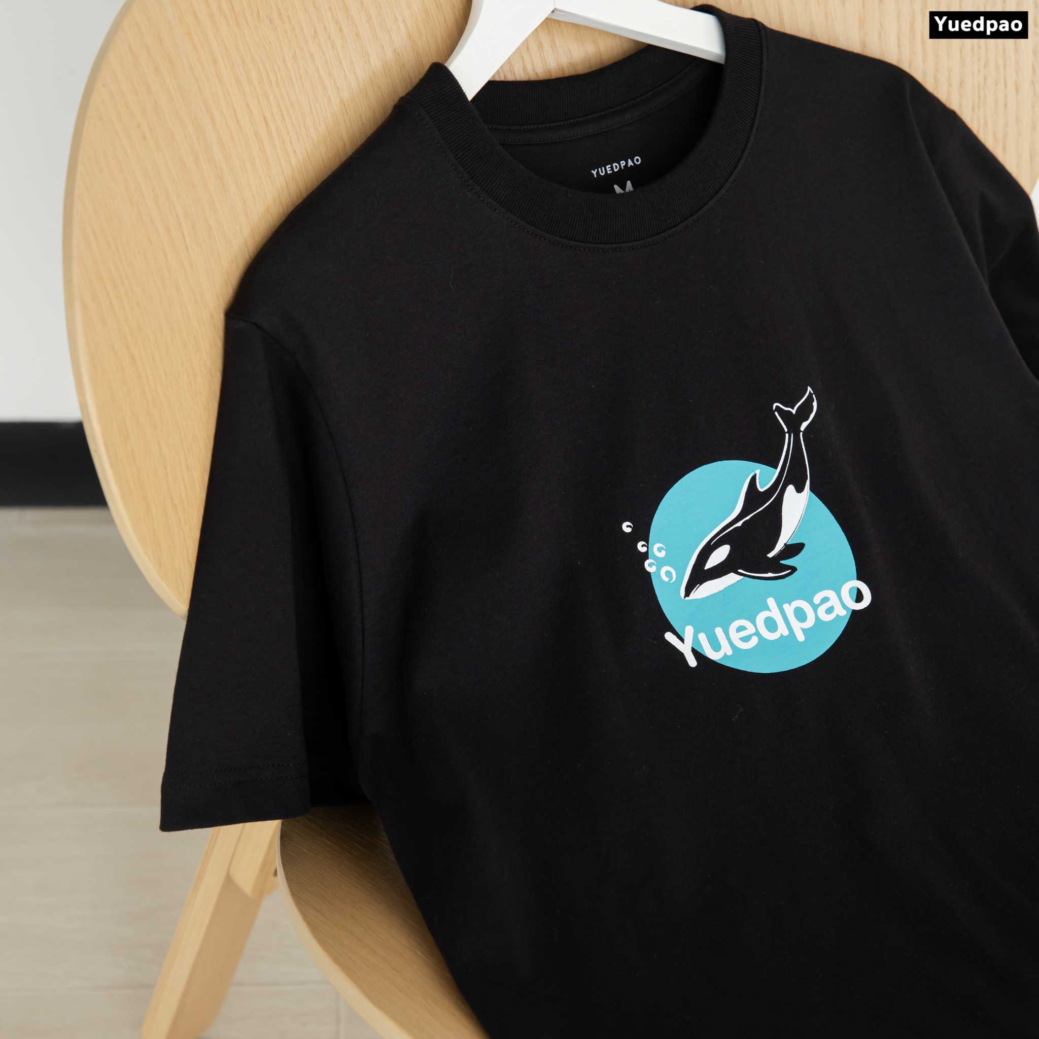 Yuedpao เสื้อยืดเปล่า เสื้อโอเวอร์ไซซ์  เสื้อยืดสีพื้น OVERSIZE_Killer Whale สีดำ