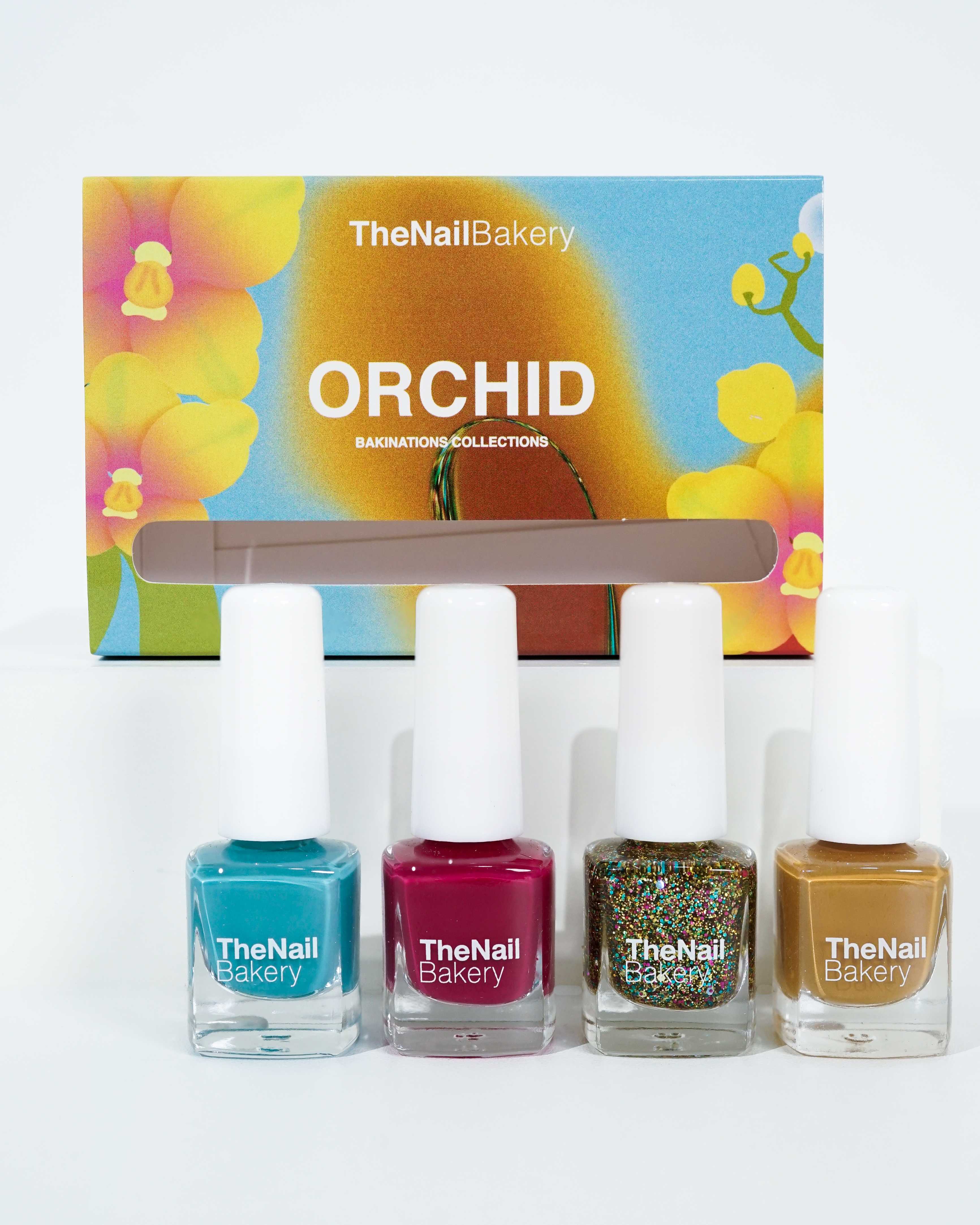 💛ยาทาเล็บสูตรกึ่งเจล เรซิ่นแท้ 100% 4 สี ORCHID SET(4สีx1กล่อง)💎