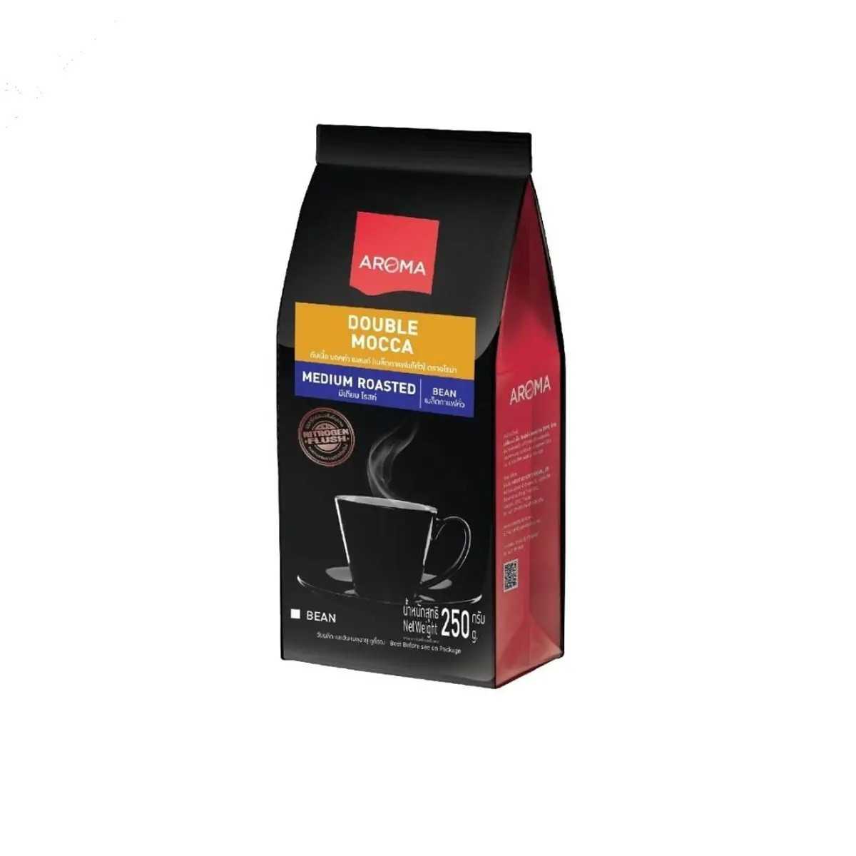 Aroma เมล็ดกาแฟคั่ว Double Mocca Blend Bean (ชนิดเม็ด)(250 กรัม/ซอง)