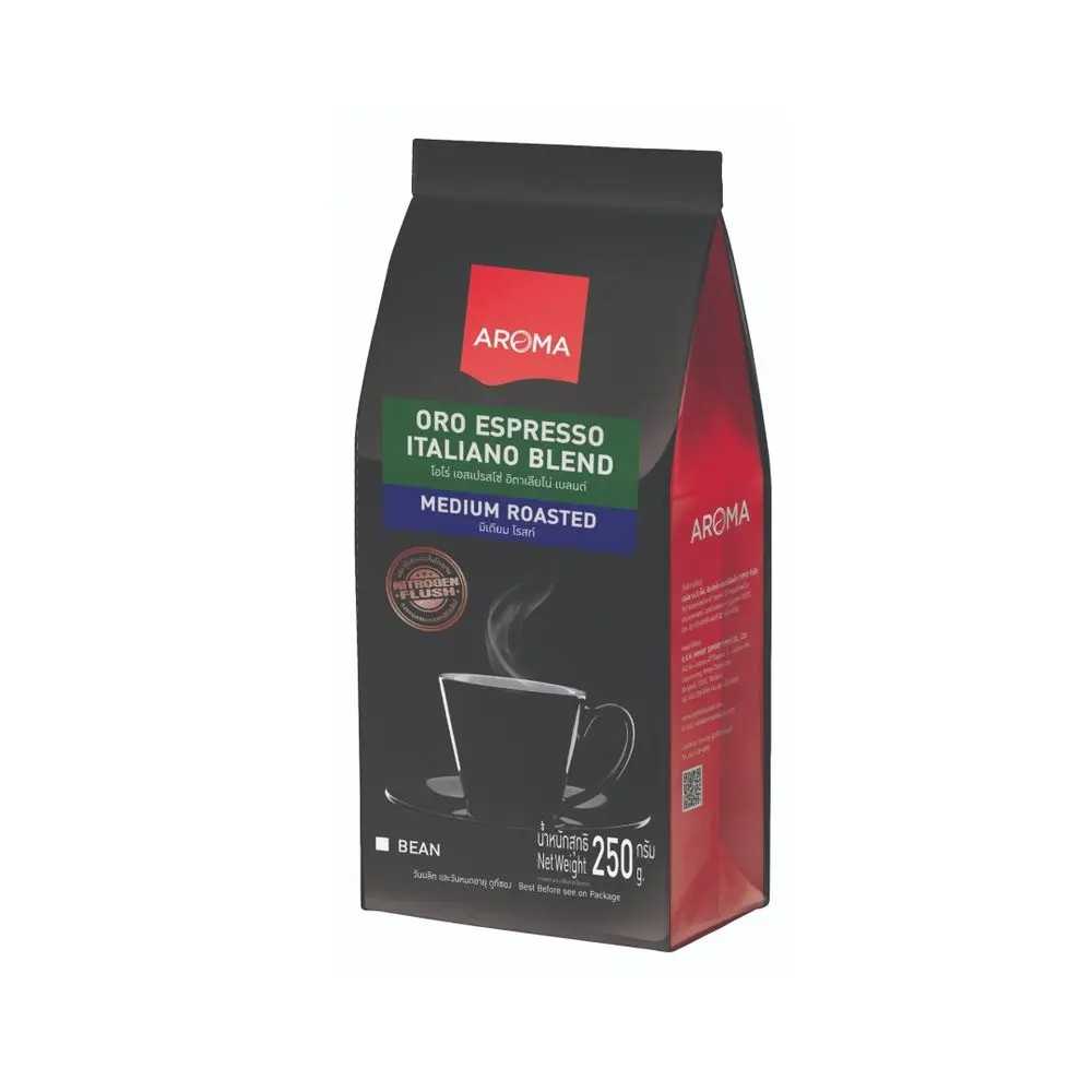Aroma เมล็ดกาแฟคั่ว Oro Espresso Italiano (ชนิดเม็ด)(250 กรัม/ซอง)