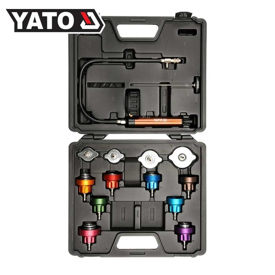 YATO YT-0672 ชุดปั๊มมือวัดแรงดัน ตรวจสอบหม้อน้ำรั่ว 14 ตัวชุด