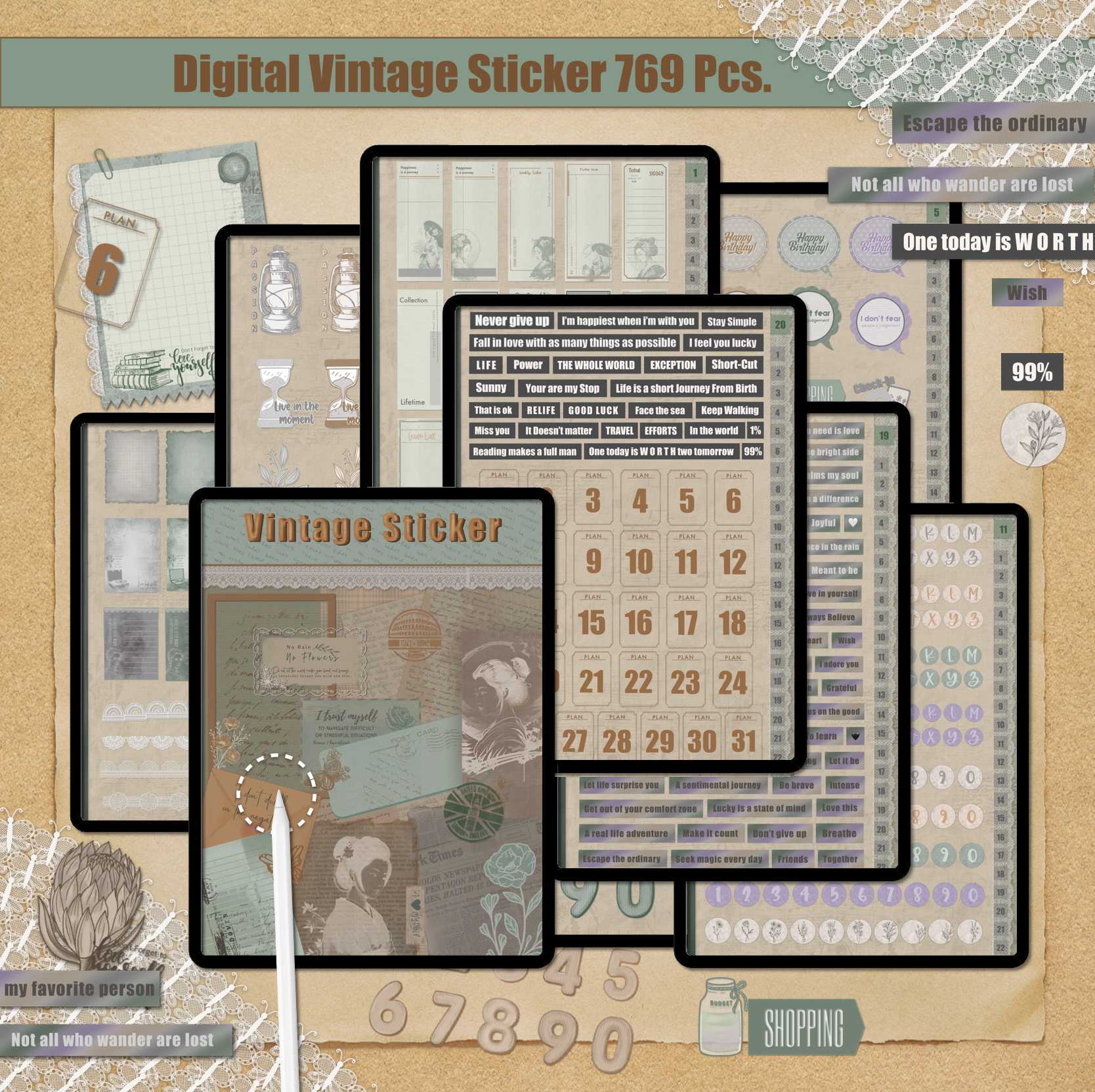 Vintage Sticker Ver.1 769 Pcs.