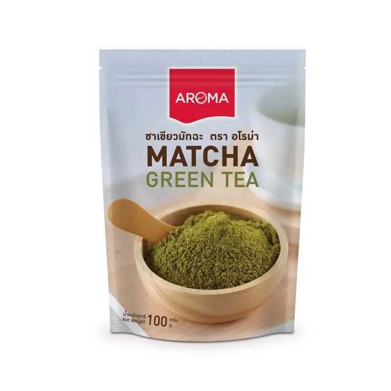 Aroma ผงชาเขียว ชาเขียว มัทฉะ 100%  Matcha green tea (100 กรัม/ซอง)