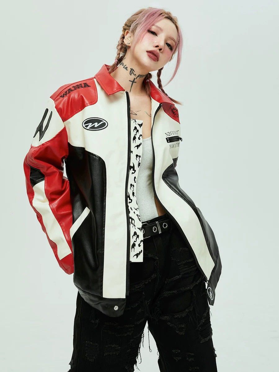 [Pre] WANNA LAB- American Motorcycle Racing Leather Jacket