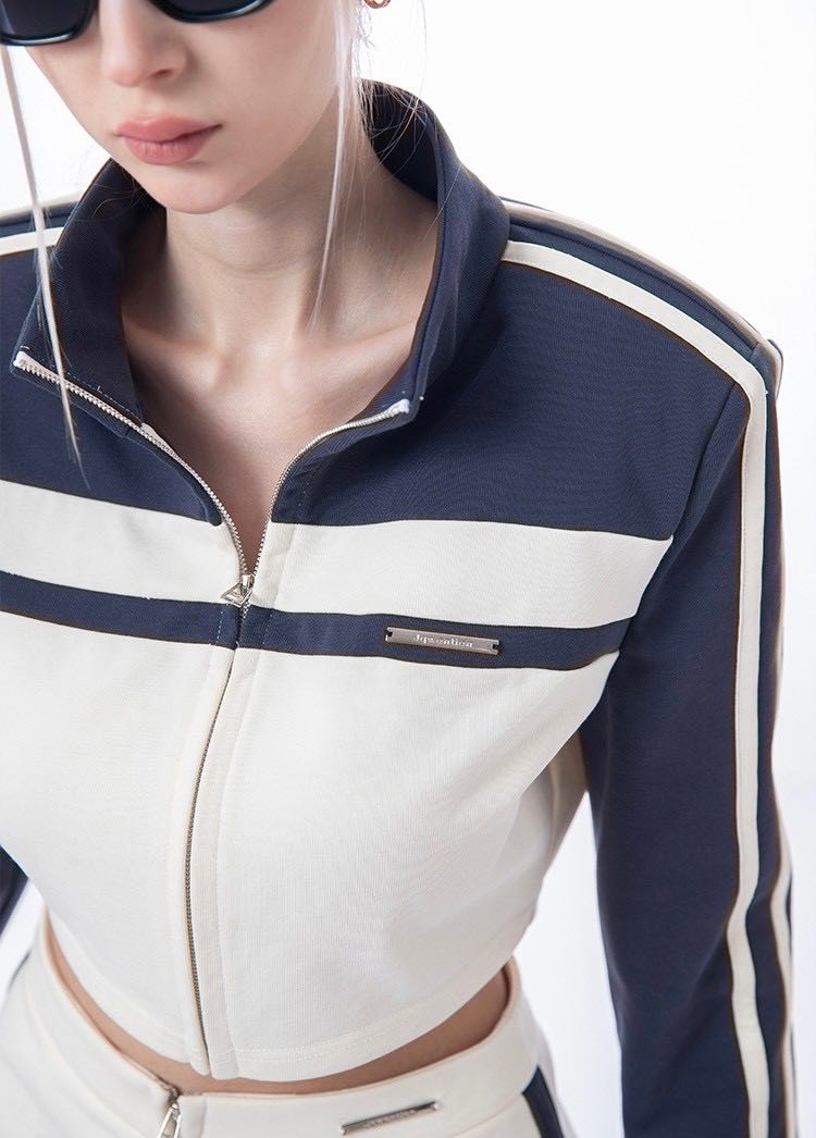[Pre] Contrast Panel Zip Up Jacket