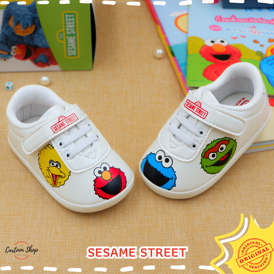 Sesame Street  รองเท้าผ้าใบเด็ก รองเท้าเด็ก ลิขสิทธิ์การ์ตูนดัง  มี 2 สีให้เลือก ขาว และน้ำเงิน