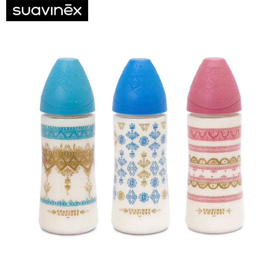 Suavinex ขวดนม ลาย Couture : 360ml Premium PA Polyamide feeding bottle สำหรับอายุ 12-24 เดือน