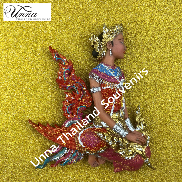 ตุ๊กตานางรำ โนรา มโนราห์ สวมชุดนางรำสีแดง สวมชฎาสีทอง แม่เหล็กติดตู้เย็น ที่ติดตู้เย็น Thai souve...