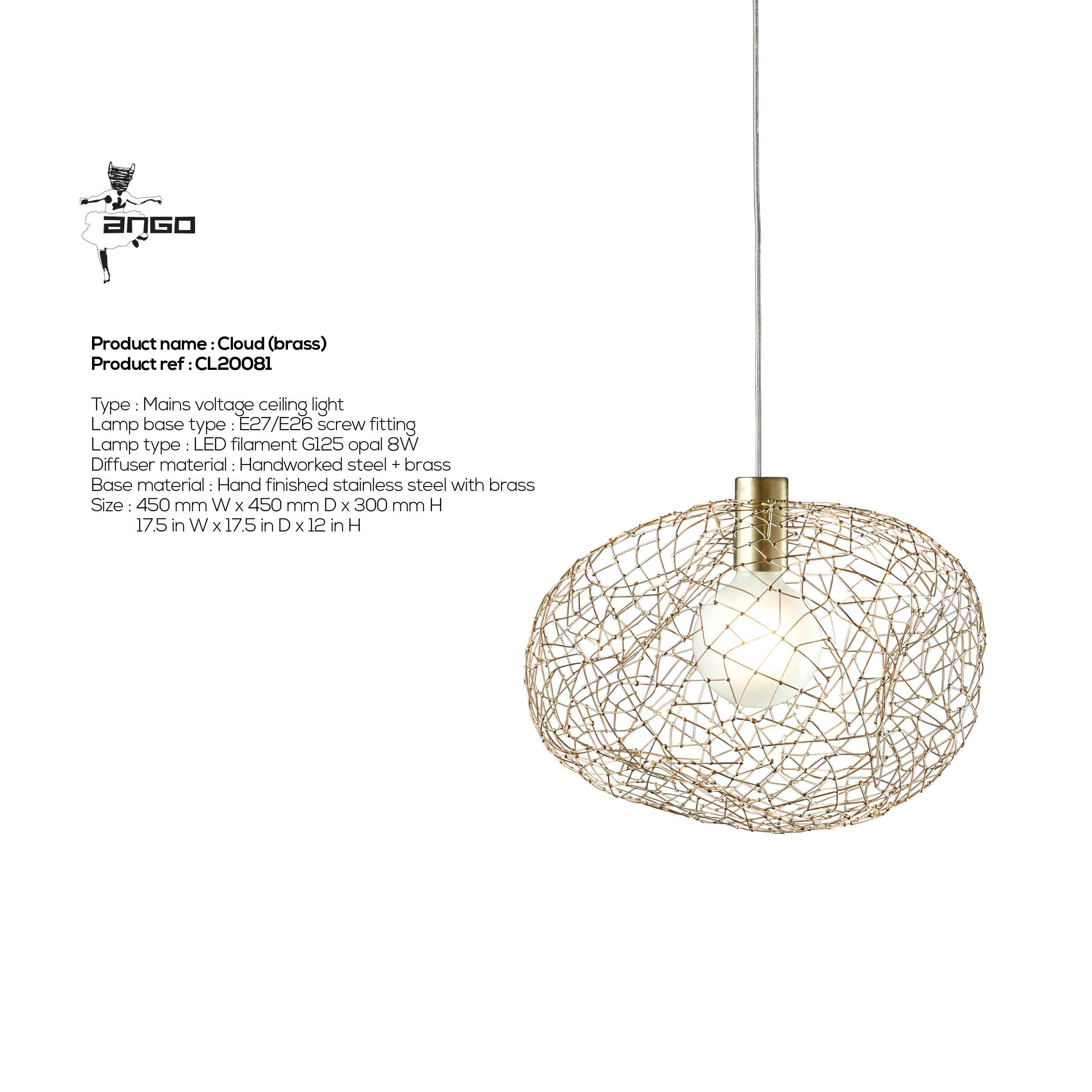 Cloud (brass) ceiling light