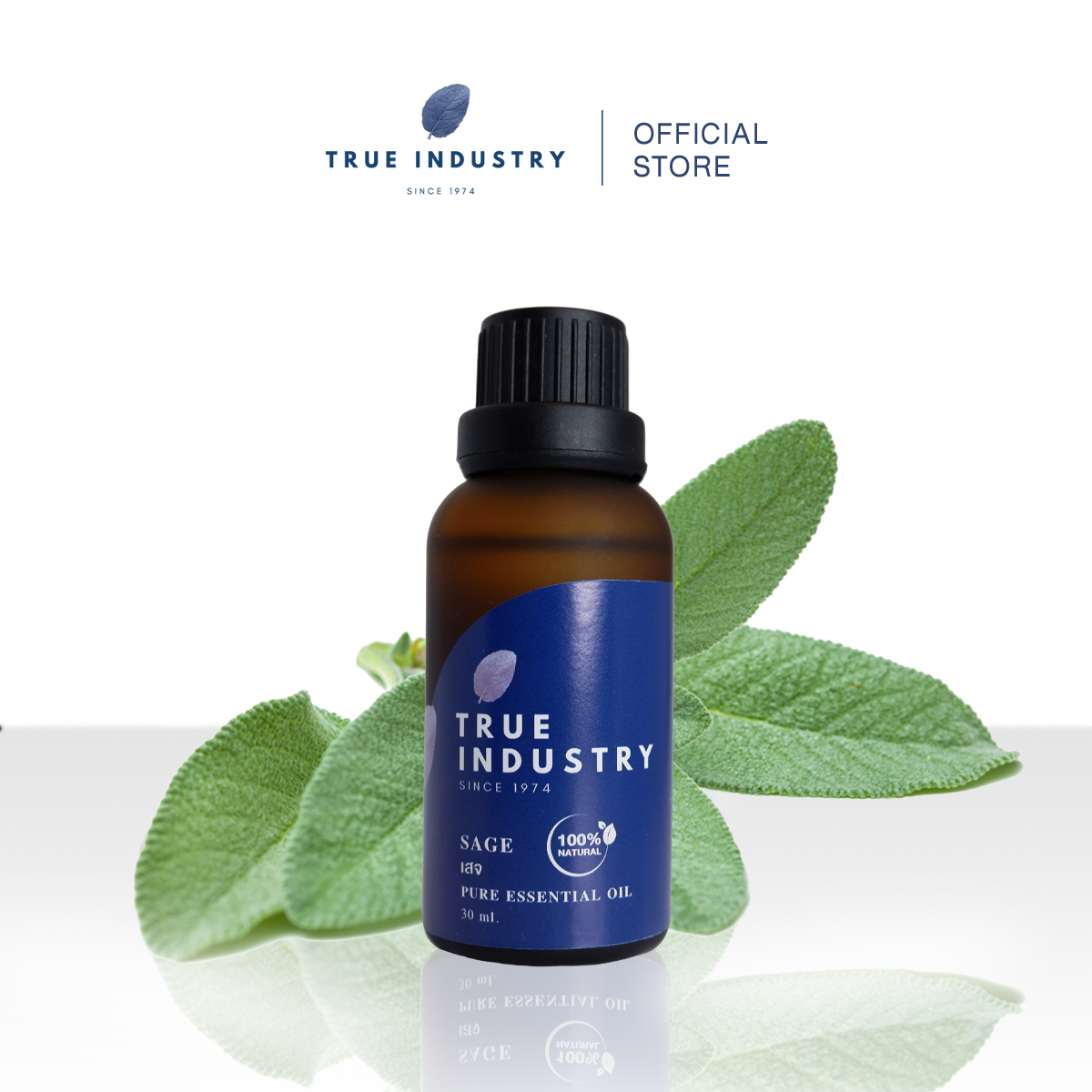 True Industry | น้ำมันหอมระเหย 100% เสจ (Pure Sage Essential Oil) สำหรับใส่เครื่องพ่นอโรม่า