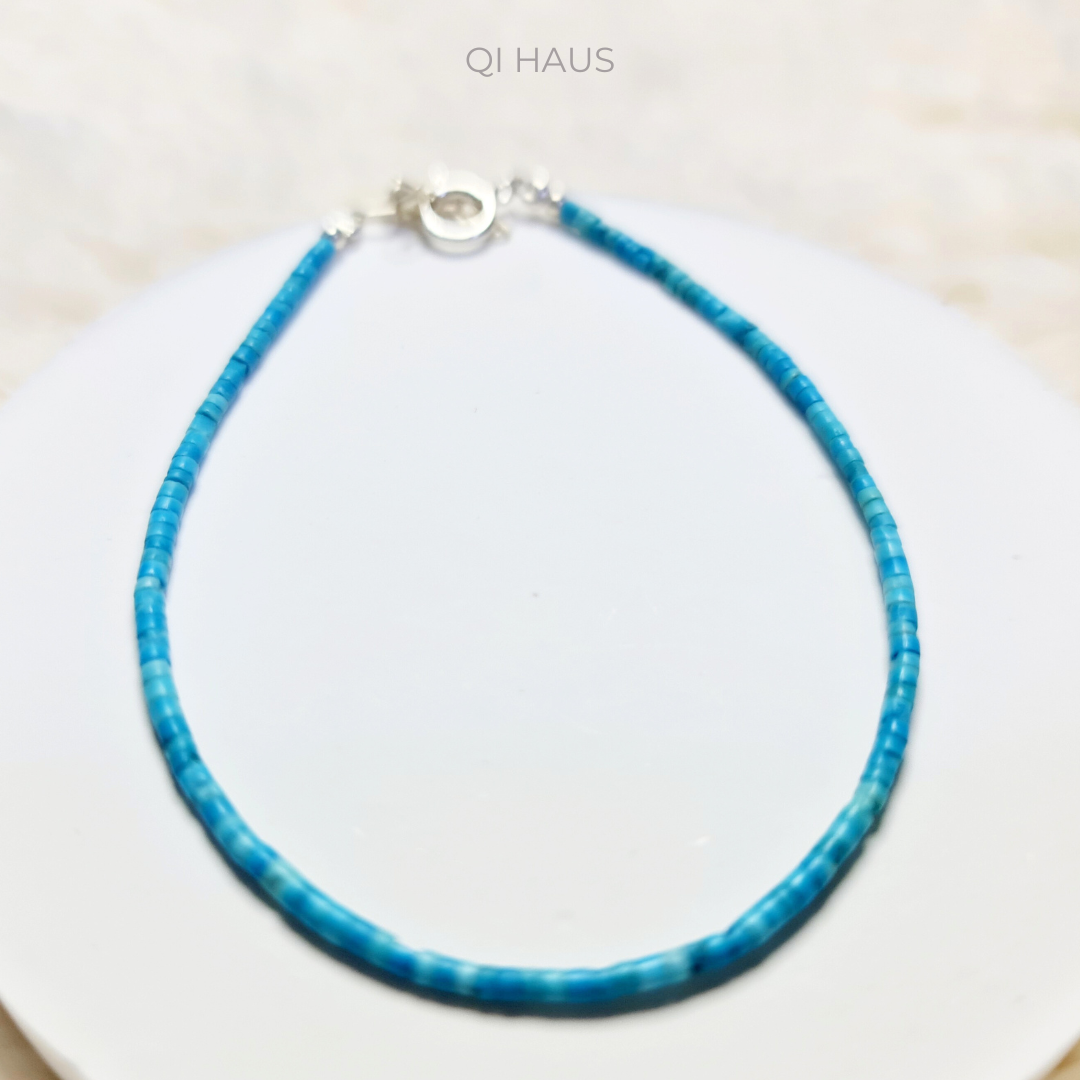 QIHAUS - กำไลข้อมือหิน ฺเทอควอยซ์ ทรงเหลี่ยม หินแห่งภูมิปัญญา Turquoise Bracelets/ สร้อยข้อมือหิน